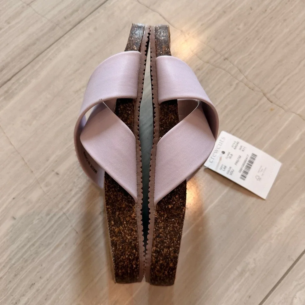 J.Crew Crewcuts Cross‎ Strap Comfy Slide Sandals Cork Trip Violet Dust AX540 K11